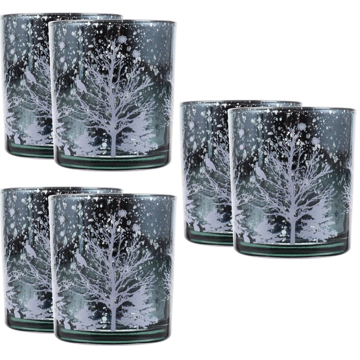 TOYANDONA 6 Pezzi Portacandela Natalizio in Vetro Motivo Albero, Decorativo