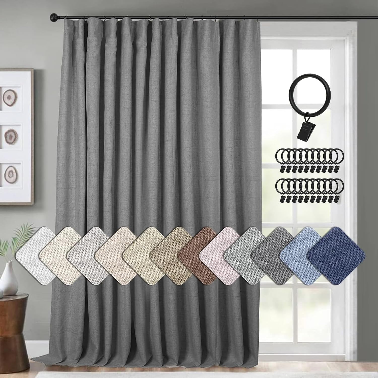 INOVADAY Thermal Sliding Door Curtains 100% Blackout Extra Wide Patio ...