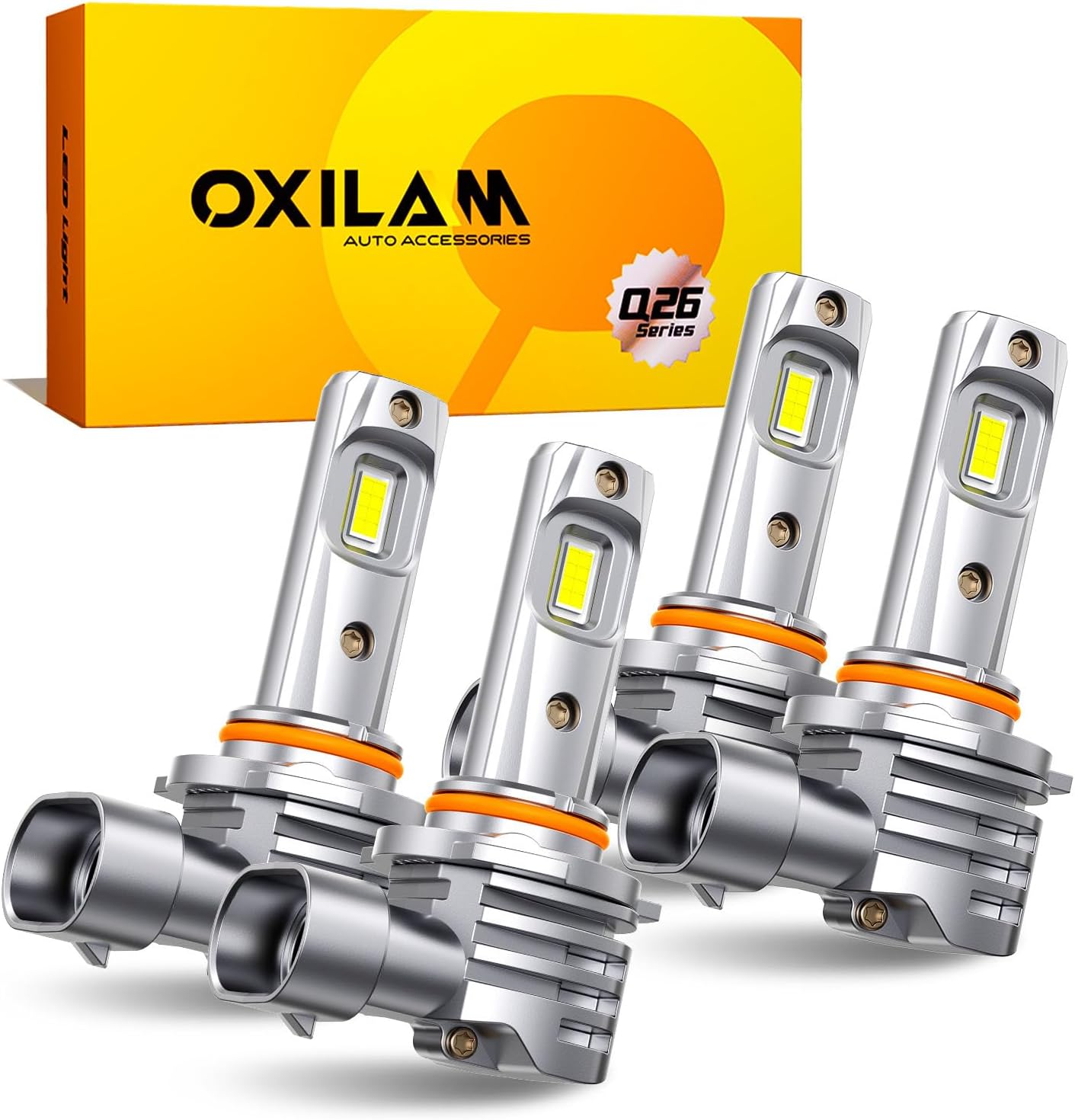 OXILAM Q26 9005 9006 Bulbs, 6500K Cool White HB3 HB4 Fog Light Bulb, 1:1 Mini Design as Halogen, Wireless Plug and Play, Pack of 4