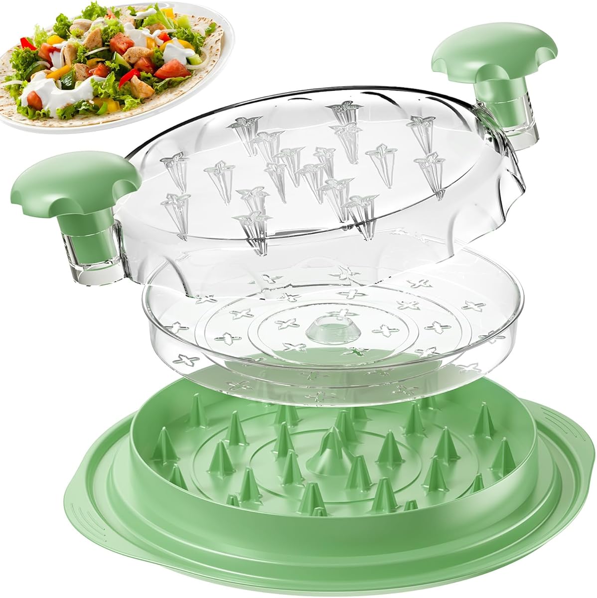 Chicken Shredder Tool Twist, 10" Large BPA-Free Meat Shredder, Anti-Slip Ergonomic Handle Meat Grinder Suitable for Fish Pork Beef Chicken (Green)