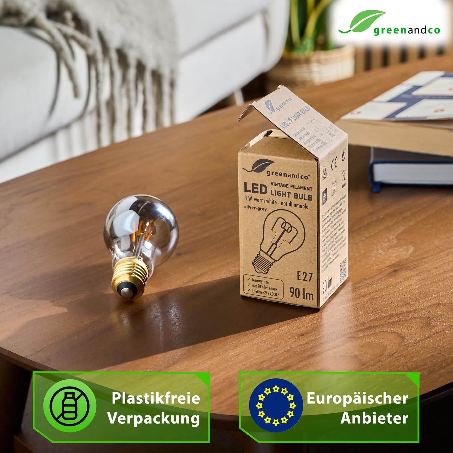 greenandco 10x Vintage Glühfaden LED Kerze | gold | E14 C35 | 2W 150lm | 2000K extra warmweiß | 360° | 230V | flimmerfrei | nicht dimmbar
