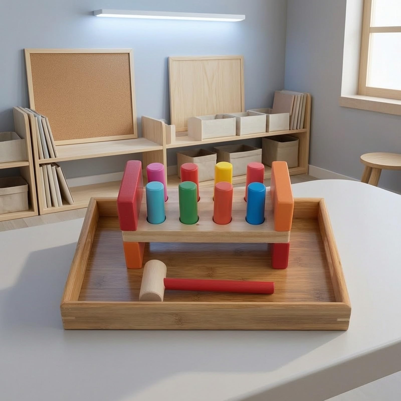 Amagogo Gioco di Motricità Motricità Fine Pioli Colorati Resistente Gioco a Martello con Pioli Sicuro Giocattolo per Bambini Piccoli
