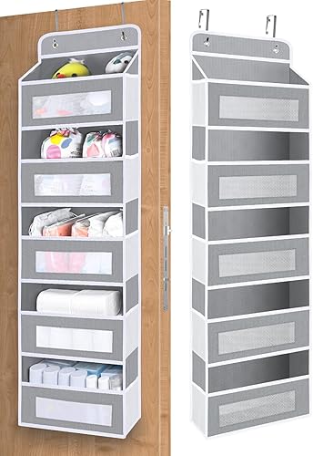 Organizador de almacenamiento sobre la puerta, organizador de puerta colgante de 5 estantes con 10 bolsillos de gran capacidad, anti inclinación,
