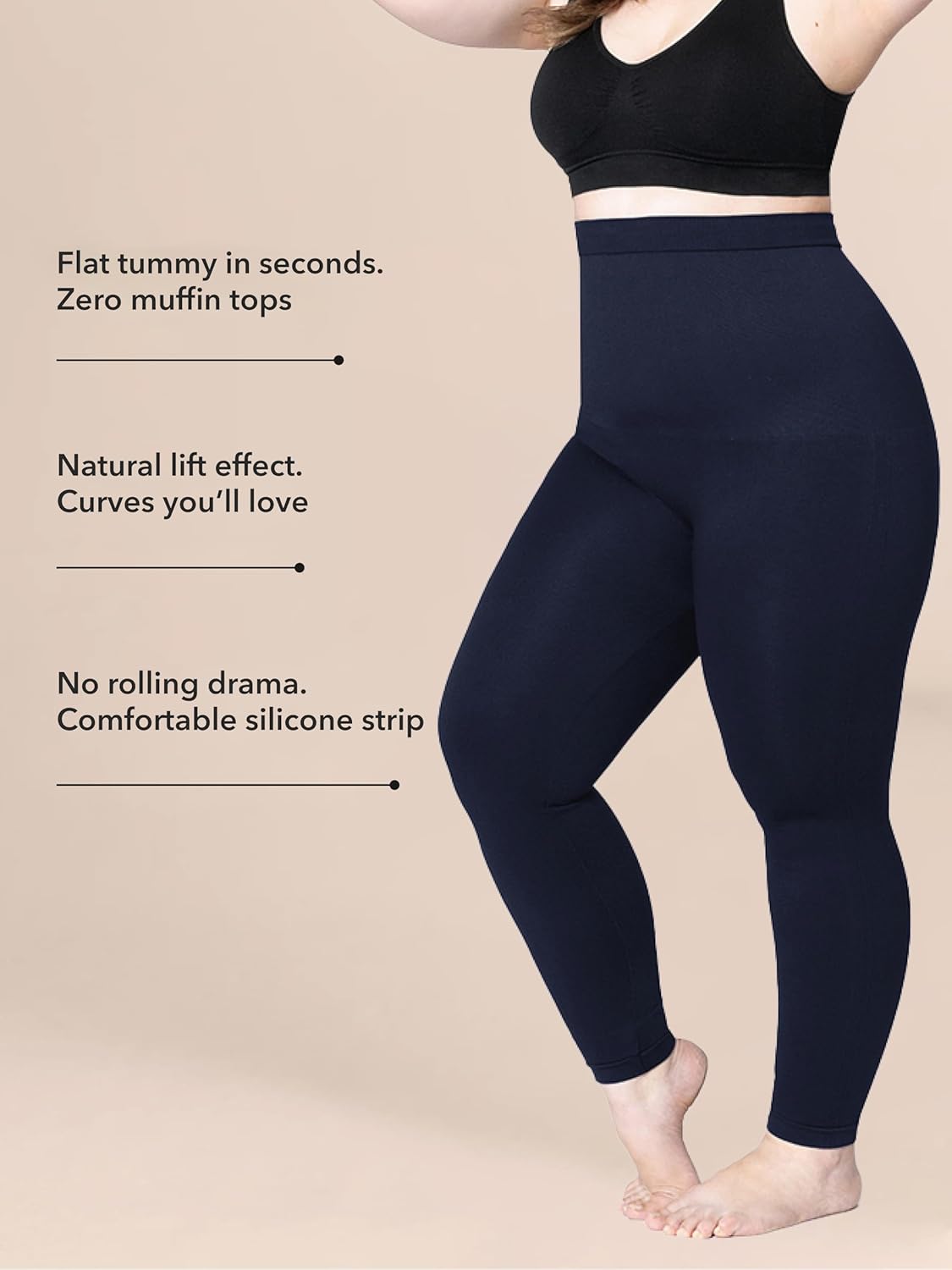 SHAPERMINT High Waisted Tummy Control Compression Leggings for Women - Petite to Plus Size Womens Leggings Non See Through - Image 2