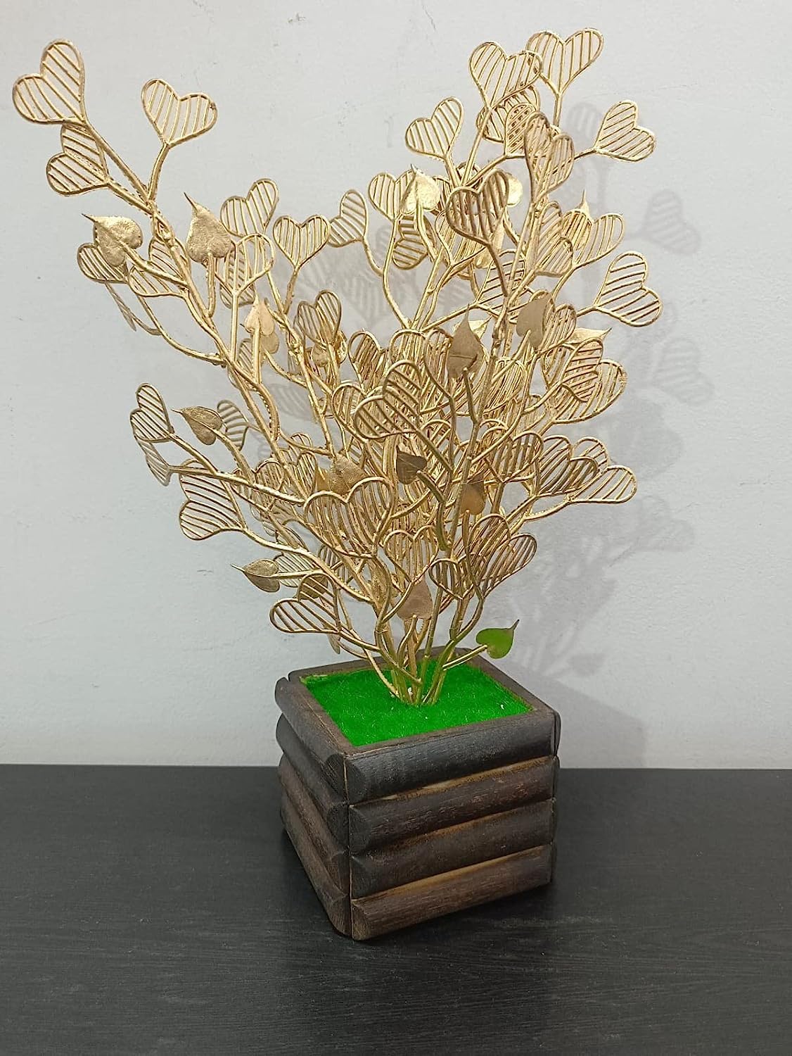 DN Enterprises Artificial Golden Flower Bunch with Pot for Home, Office, Living Room, Decoration (30cm Long) | Real Looking Golden Rose Flowers Pot