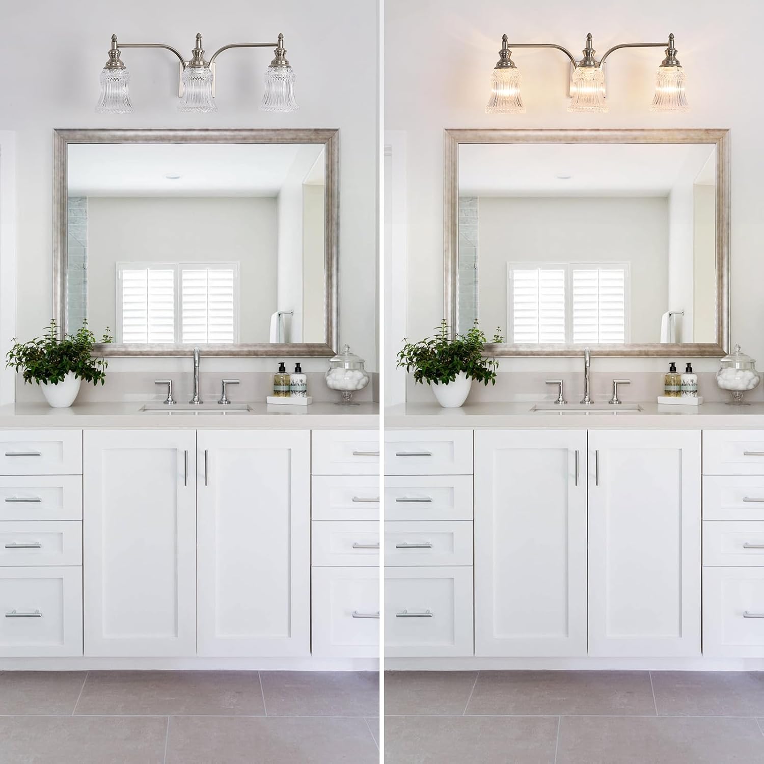 Bathroom Light Fixture Brushed Nickel Vanity Lighting 3 Lights Bathroom Wall Scone for Bedroom Living Room Hallway