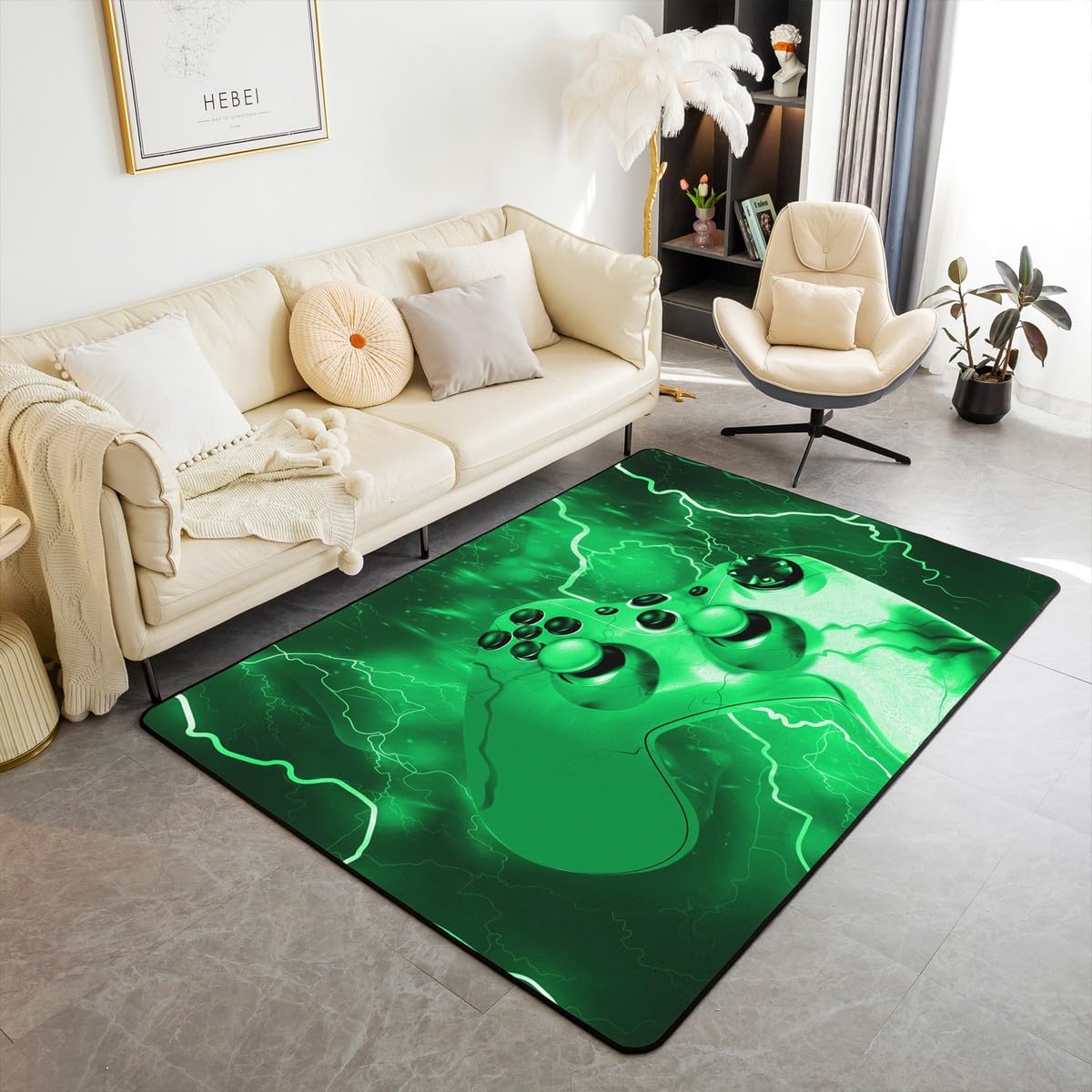 Tapis de jeu de sol intérieur vert 150x200 cm pour salle de jeu