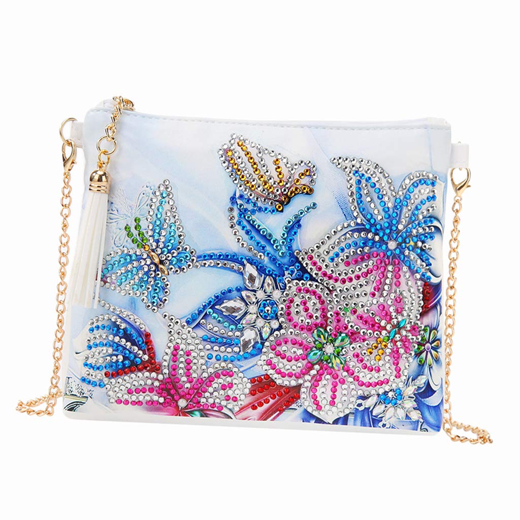 KBOLAE Creative Special Shaped 5D Rhinestone Picture Tassel Crossbody Bag Butterfly 3