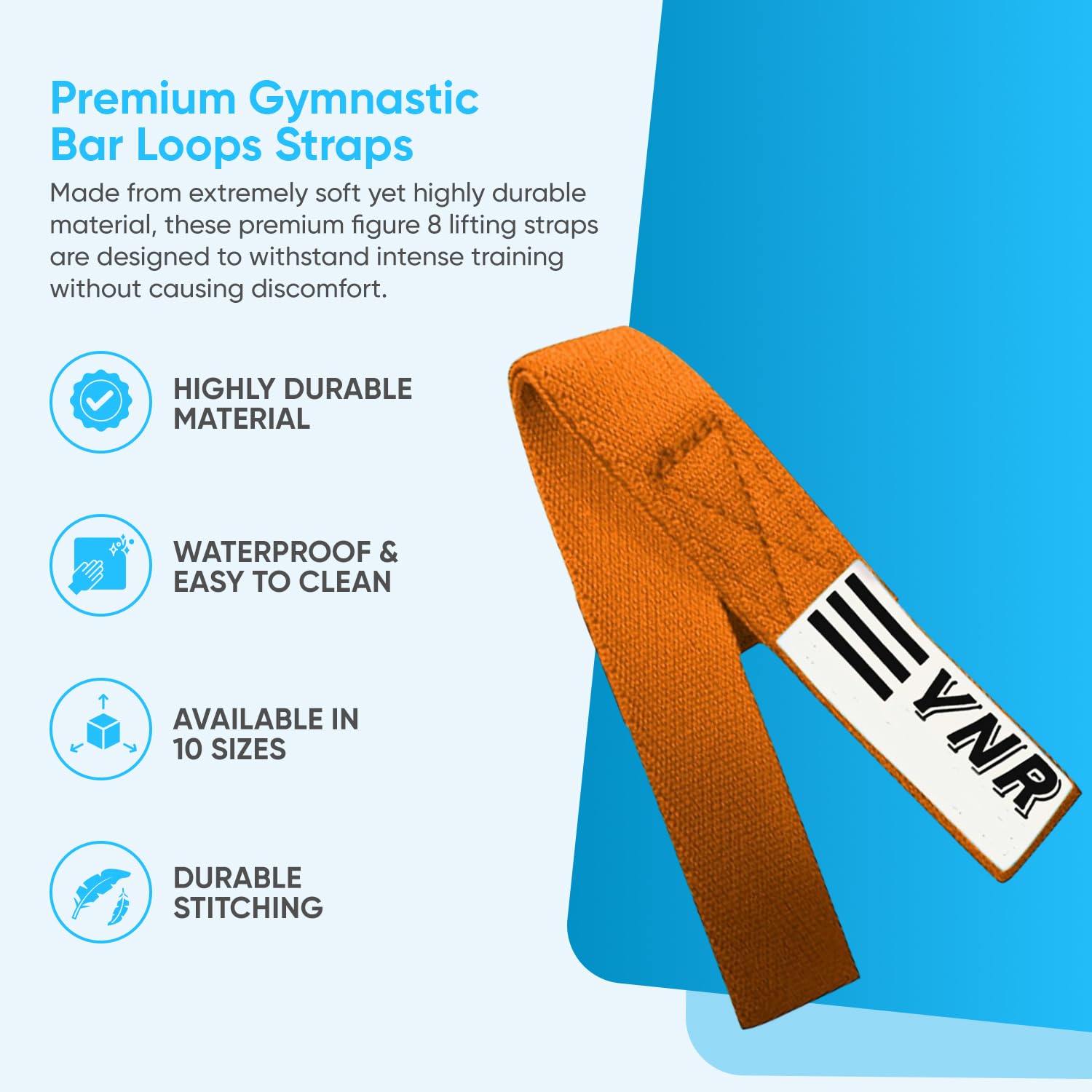 YNR Figure 8 Lifting Straps, Gymnastic Bar Loops, Palm Protection Guards, Deadlift & Weight Lifting Straps - Image 2