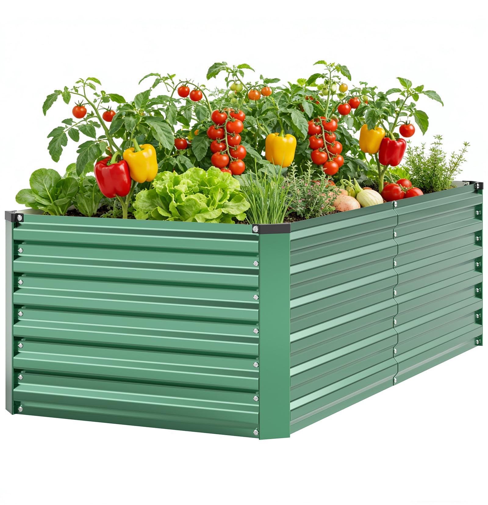 Aiuola rialzata in metallo, 240 x 120 x 60 cm, aiuola per piante in robusto acciaio zincato con rete di protezione e tessuto non tessuto per le erbacce, extra larga e stabile, ideale per verdure, erbe
