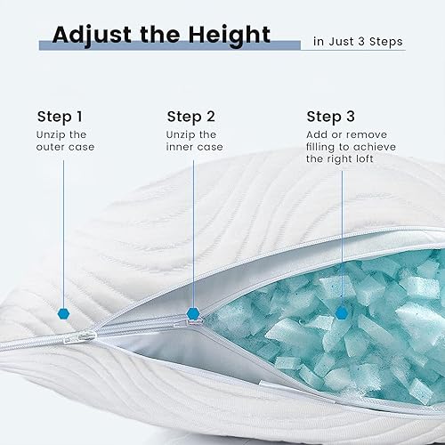 Miniatura 5 de ZonLi Almohada de espuma viscoelástica almohadas laterales de 20 x 26 pulgadas almohadas de cama de tamaño estándar con funda lavable a máquina