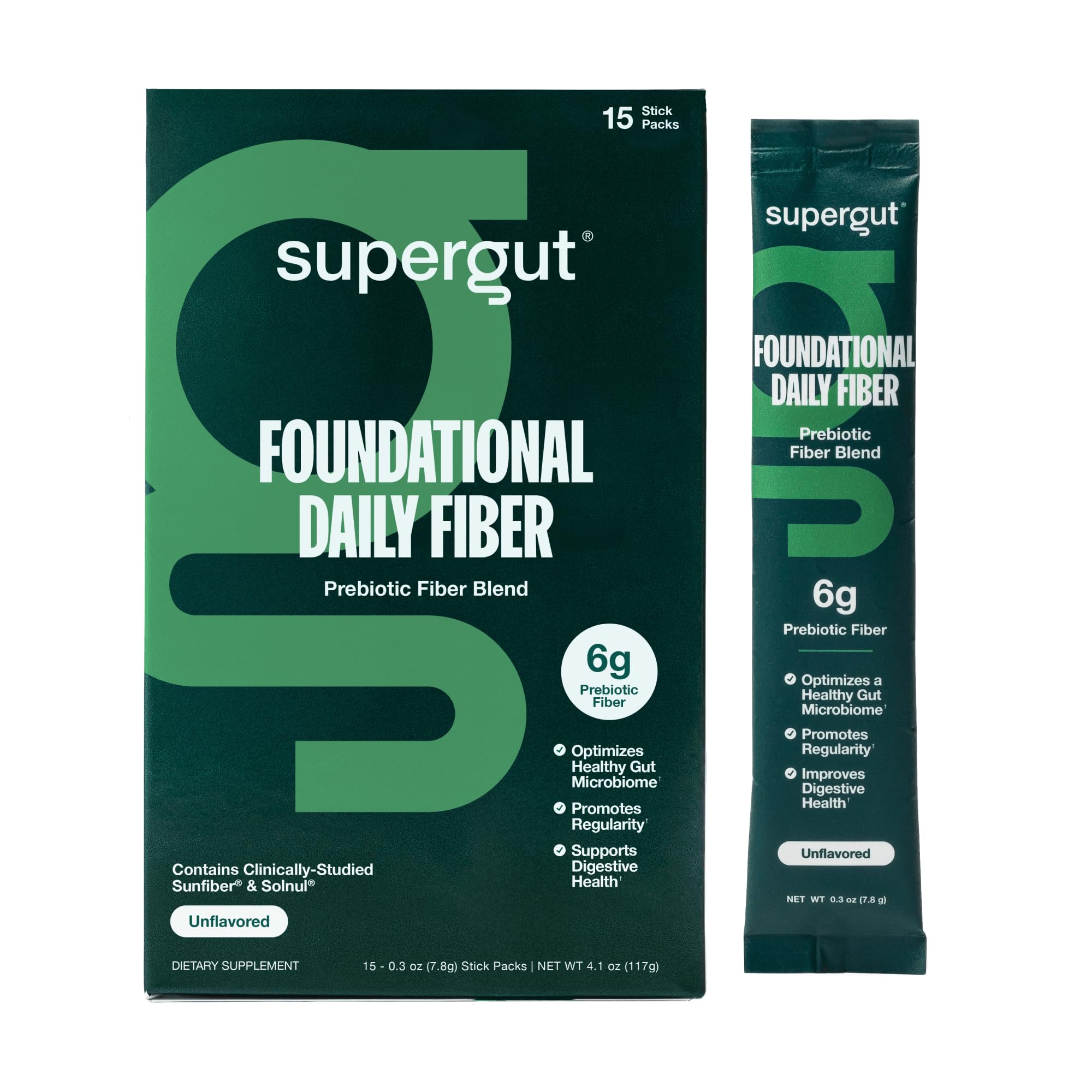 Supergut Foundational Daily Fiber, Vegan & Sugar Free Prebiotic Powder Blend for Gut Health & Digestive Support, Plant Based Supplement for Men &