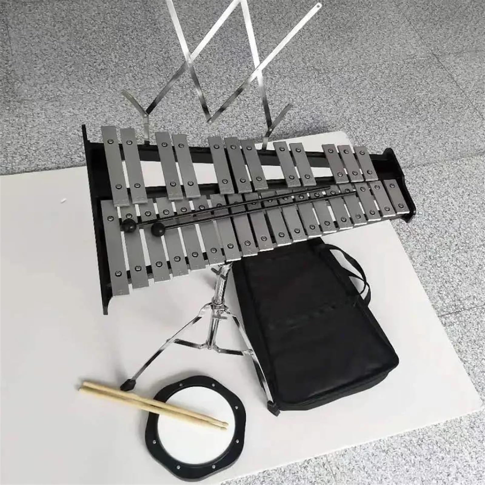 Instrument De Musique Xylophone En Bois Kit De Percussions Xylophone Professionnel 32 Notes Pour Adulte Avec Tapis D'entraînement De Tambour De 8 Pouces