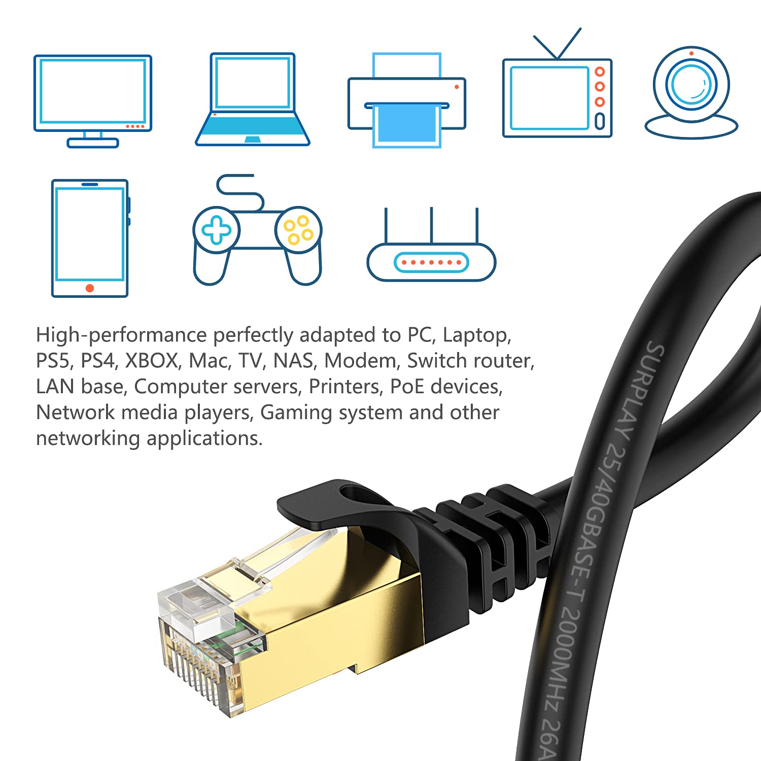 Cable De Red Ethernet Cat 8 Rj45 Sftp 40 Gbps 1m | Meses Sin Interés - Foto 8