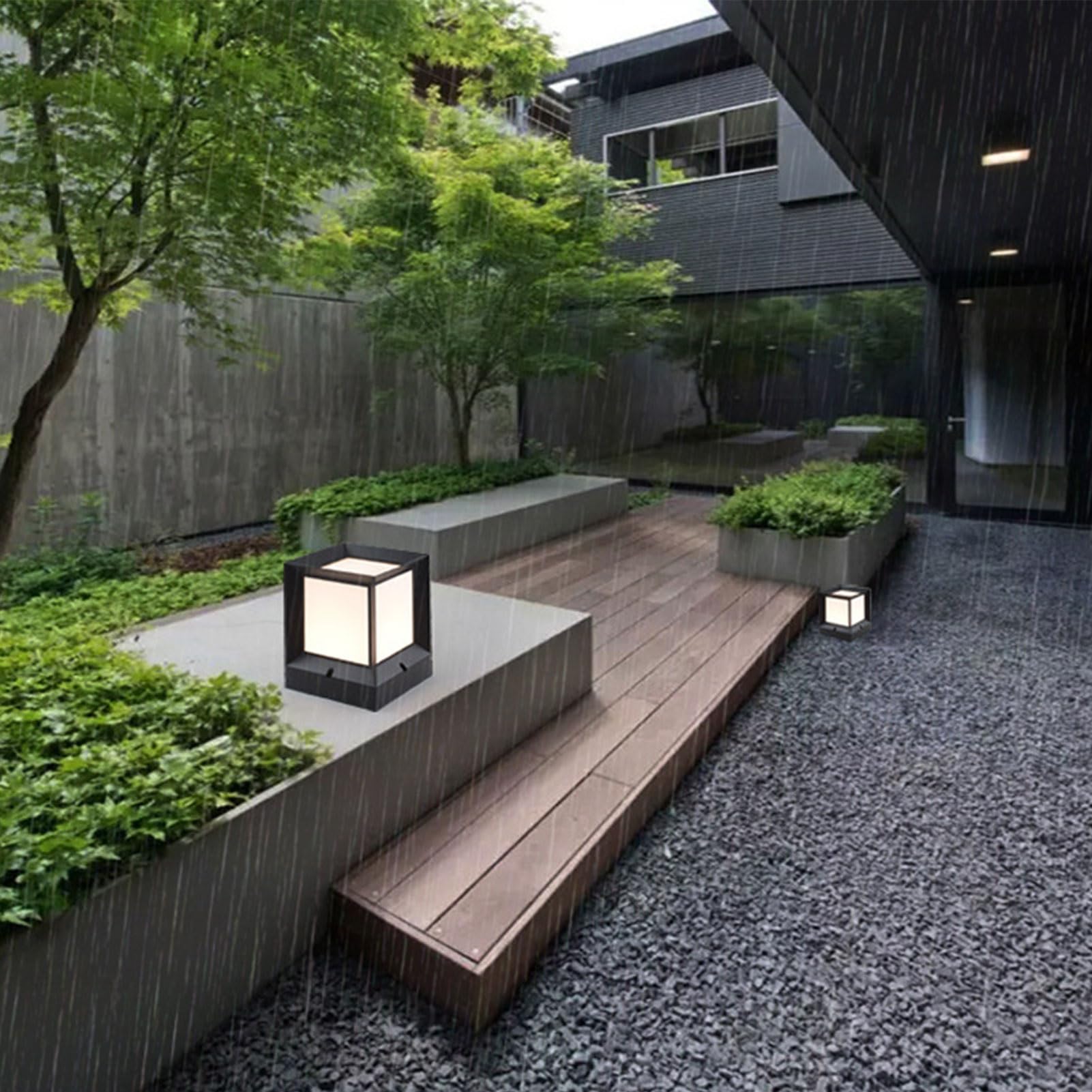 Farol Pie Sobremuro Exterior Luz de pilar de puerta exterior impermeable Luz Moderna de Aluminio for Postes Valla Cubierta Paisaje Exterior Columna Lámpara for Superficie Plana Patio Jardín(Size:15*19