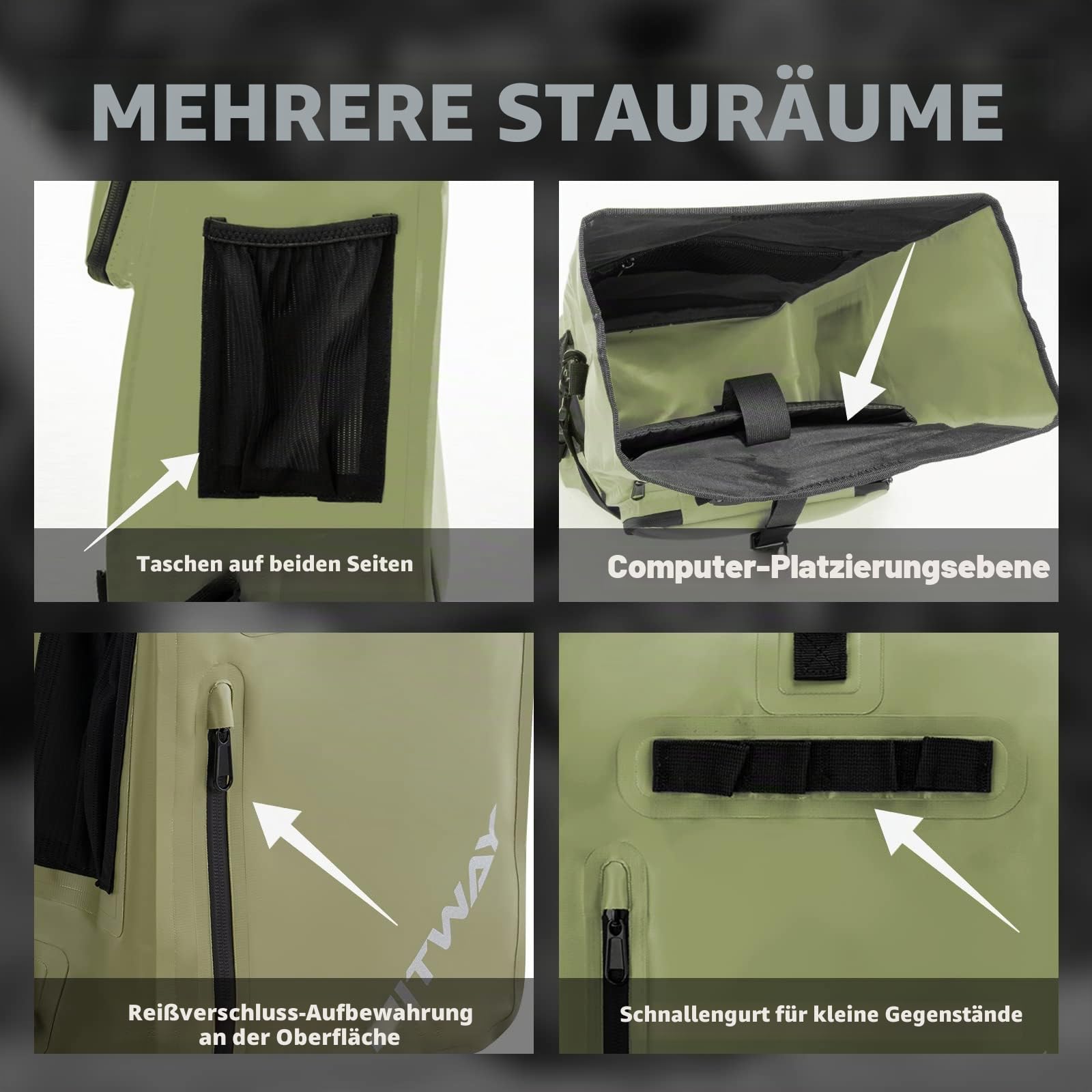 HITWAY 3in1 Fahrradtasche-29L-Geeignet als Umhängetasche - Gepäckträgertasche -Rucksäcke für Radsport -100% wasserdicht - 3M reflektierende Paneele