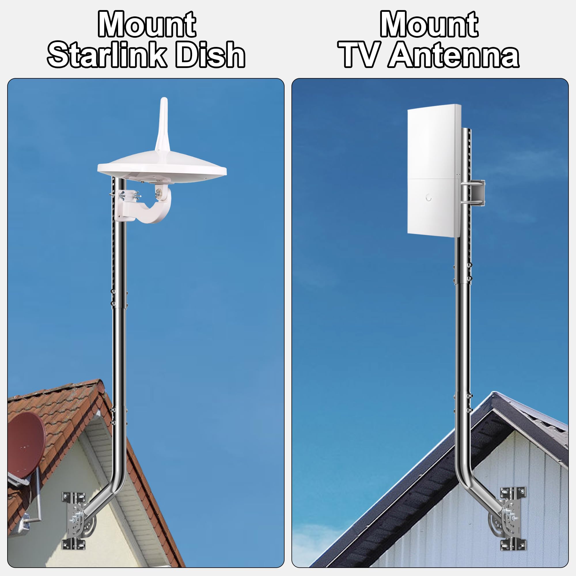 Palo antenna universale per TV, satellite, radio, antenne WiFi, Star-link (Scheggia-71-101cm)