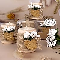 Vista 4 de Paquete de 30 favores de boda portavelas de té de madera, favores de despedida de soltera para invitados a granel, centros de mesa de bautismo/baby
