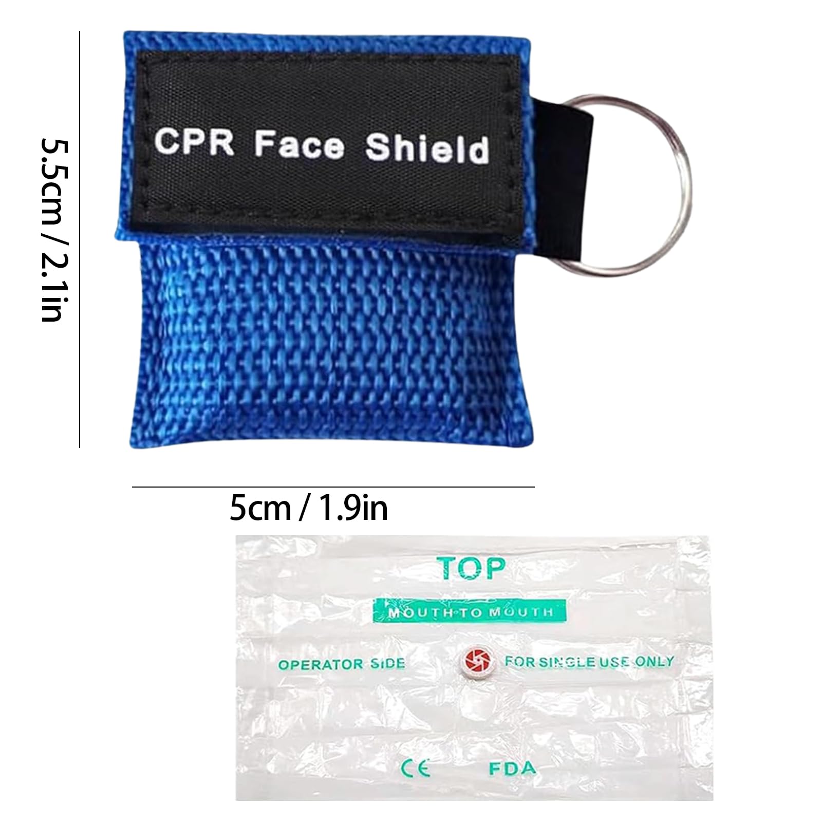 Maschere Respiratorie di Primo Soccorso CPR in PE, 8 Pezzi, 5,5 x 5 cm, Portachiavi