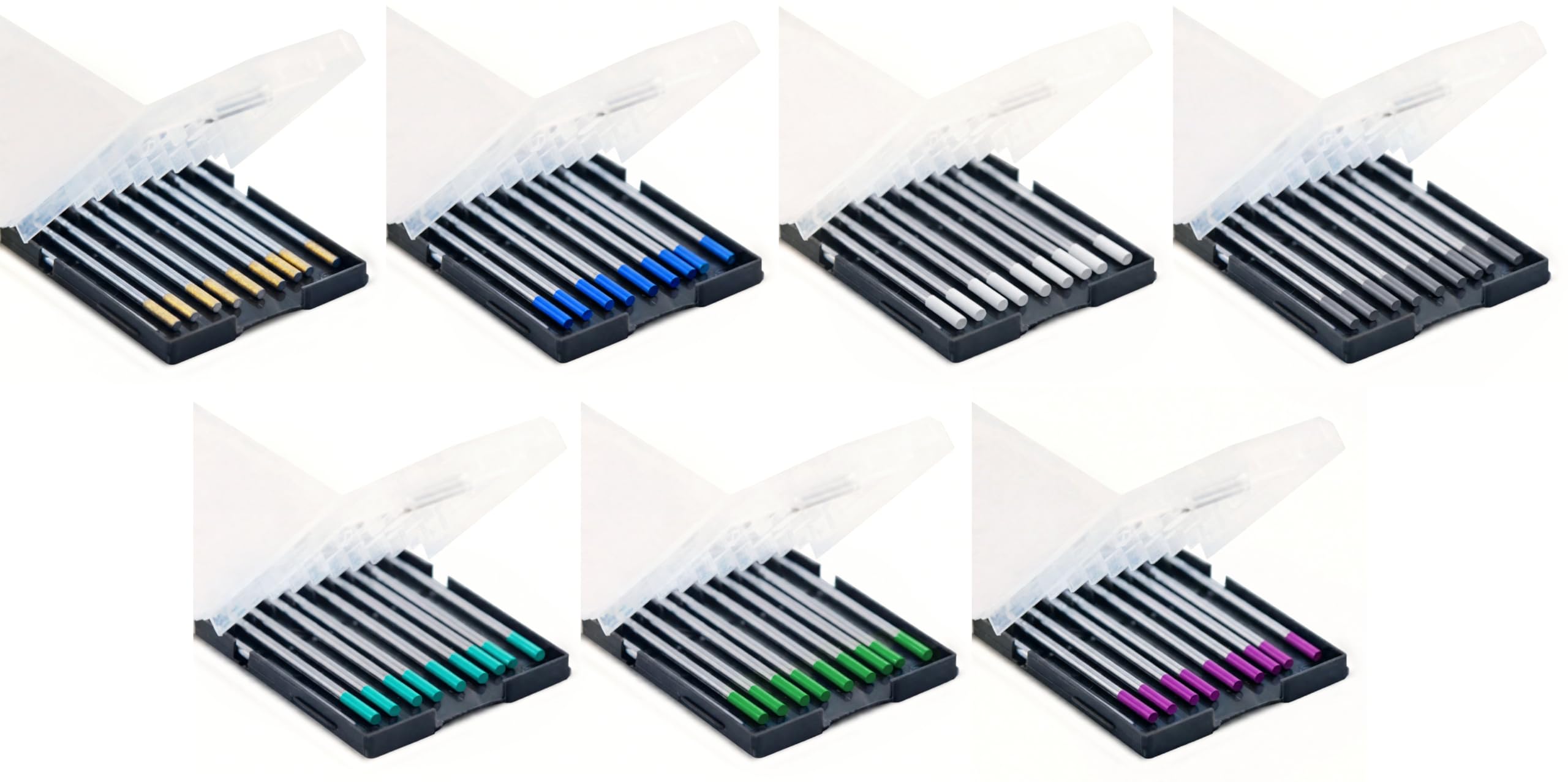 WIG Juego de electrodos de tungsteno (10 unidades) – Electrodos de soldadura de tungsteno para soldadura TIG AC DC – Electrodo de tungsteno para soldadura de acero inoxidable y aluminio dorado, azul