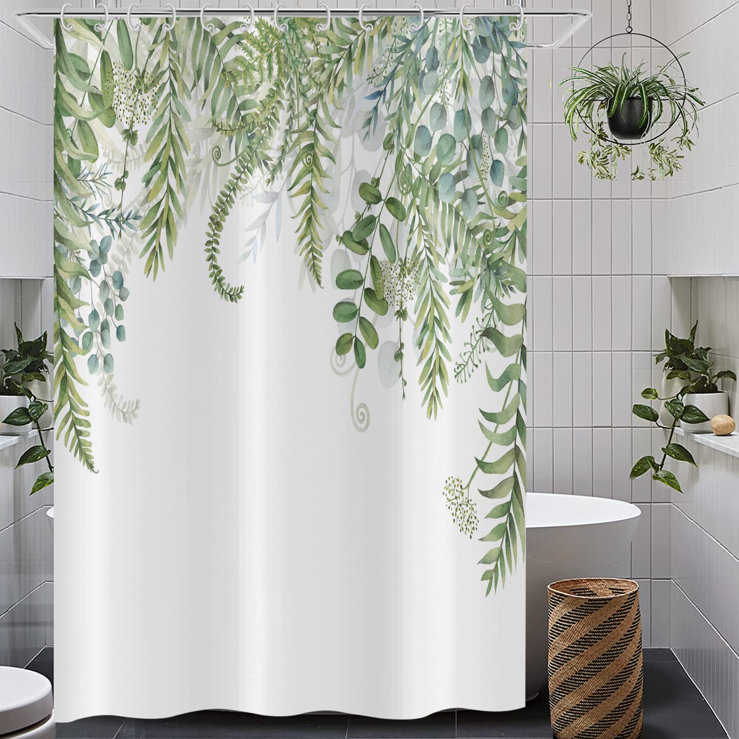 Hnmdmyi Green Leaf Shower Curtain 180x180 - Image 2