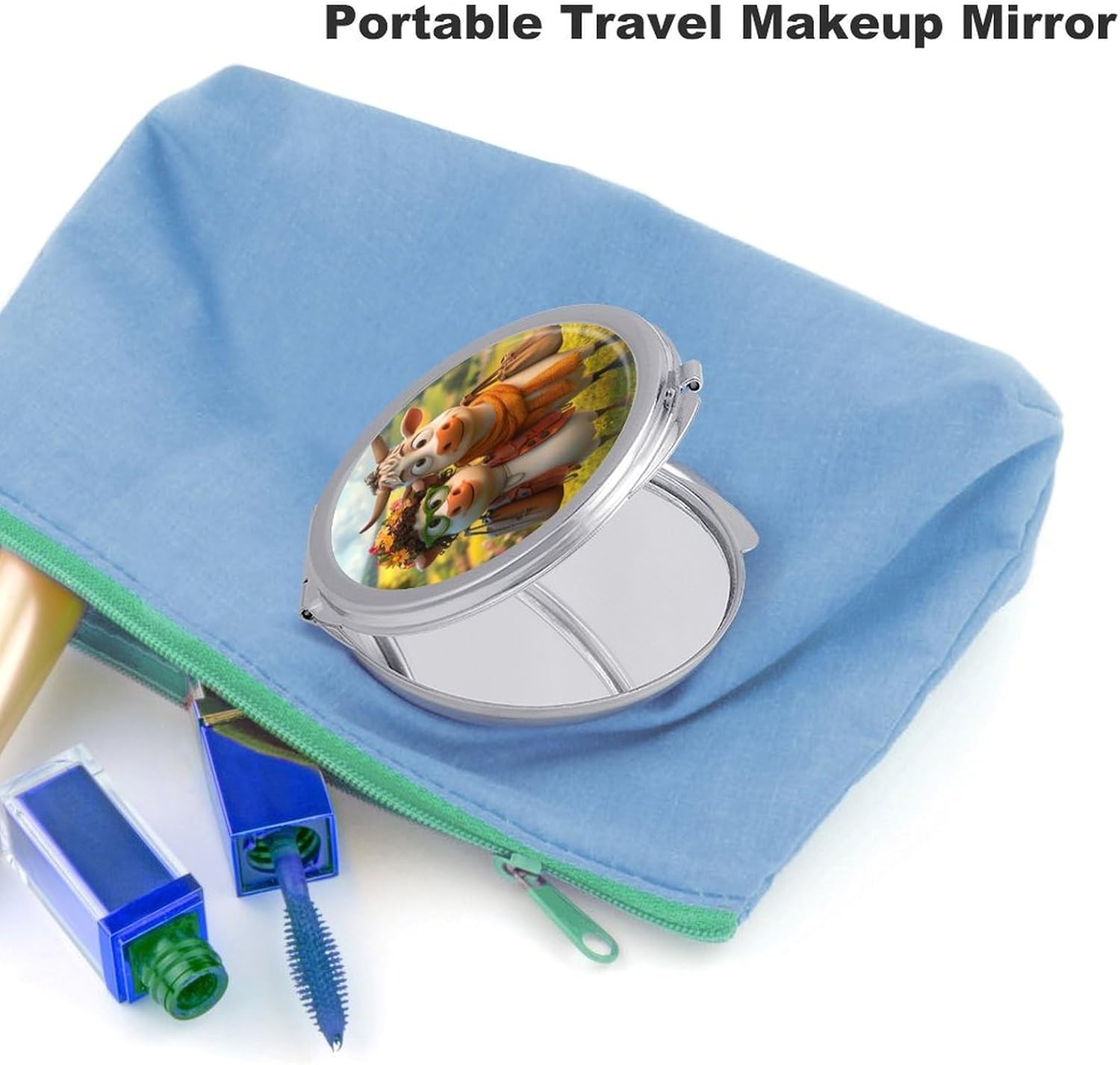 Funny Cows Compact Makeup Mirror Mini Foldable Cosmetic Mirror Portable Travel Mirror for Purse Pocket