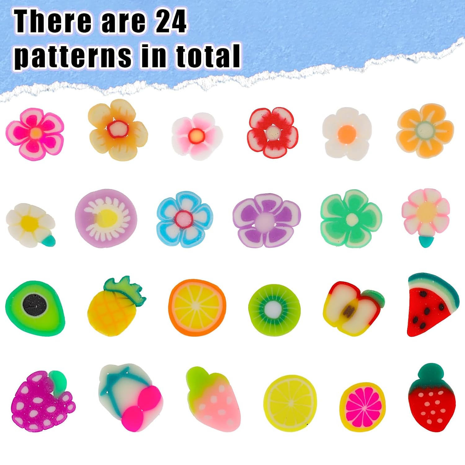 Simarro 2 Boxes Fruit Slices Polymer Clay Slices 3D Colorful Art Supplies for Slime Crafts Nail Art Decorations Lip Gloss Making DIY Supplies, 6-8mm