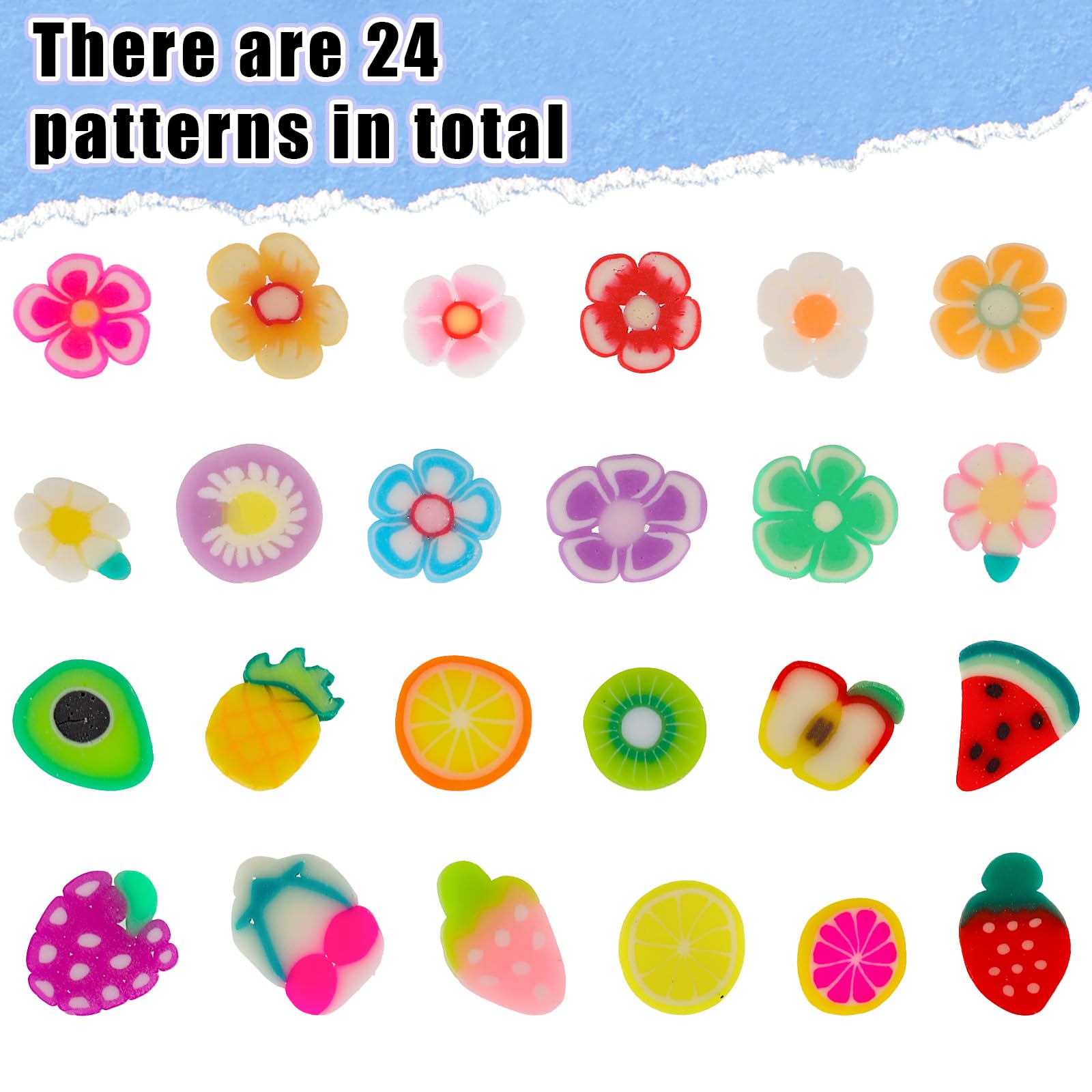 simarro Lot de 1000 disques de fruits pour ongles - Breloques mignonnes en forme de fleurs de fruits - Mini disques de fruits 3D - Pour nail art, téléphone portable, bricolage, décoration