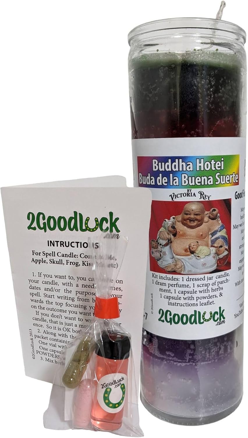 Buddha for Good Fortune 7 Colors Dressed Candle Kit - Veladora Kit Buddha 7 Colores