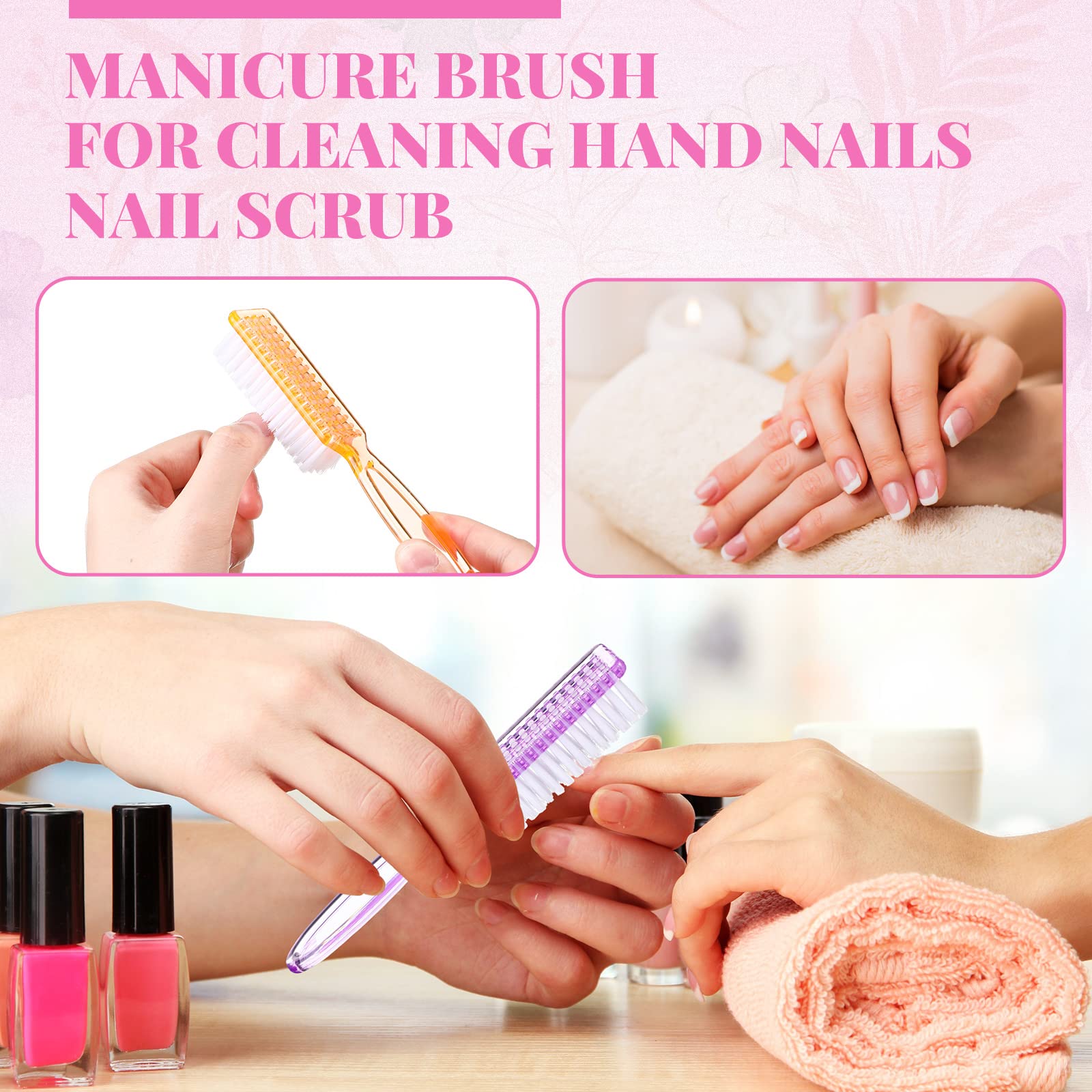 Patelai 100 cepillos de uñas con mango para limpiar uñas coloridos, cepillos de manos, dedos de los pies, cepillos de limpieza de pedicura para hombres y mujeres, cepillo multicolor