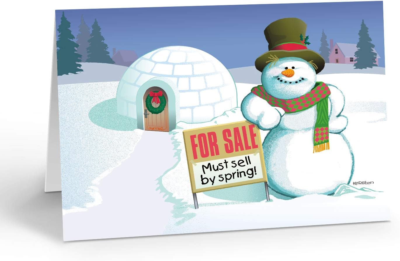 Stonehouse Collection | Real Estate Holiday Card | Funny Snowman Realty Christmas Card |18 Cards & Envelopes | USA Made (Standard)