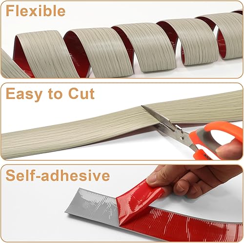 Miniatura 4 de Greymond Tira de transición de piso de 4 pies x 2 pulgadas, laminado adhesivo de vinilo para unir huecos de piso, alfombra, cubierta de umbral,