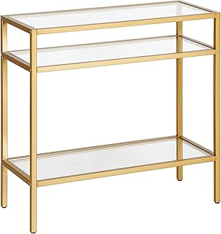 Henn&Hart Sivil Side Table, 24" Wide, Gold