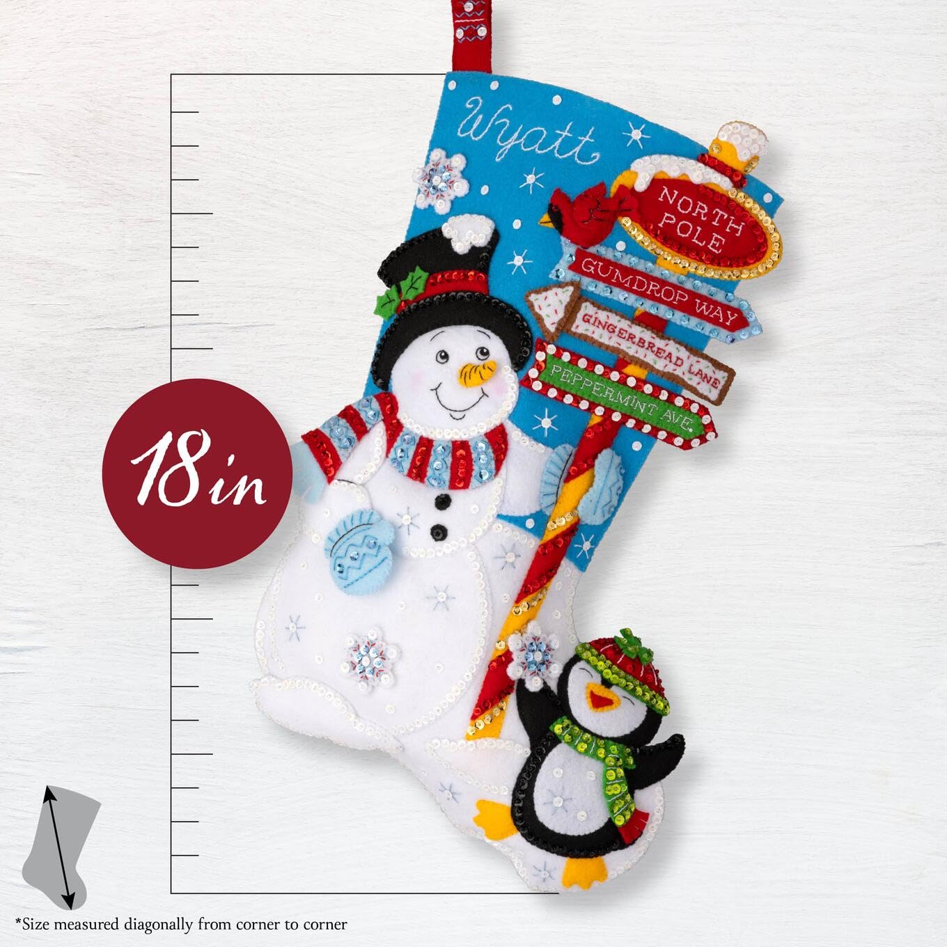 Kit Chaussette Noël Bucilla 45,7cm - Père Noël Et Bonhomme Neige - Broderie Feutre