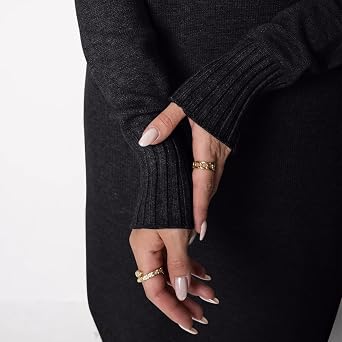 Maxi Sweater Dresses for Women Trendy Half High Collar Knitted Dress Casual Fall Winter Long Sleeve Elegant Long Gowns