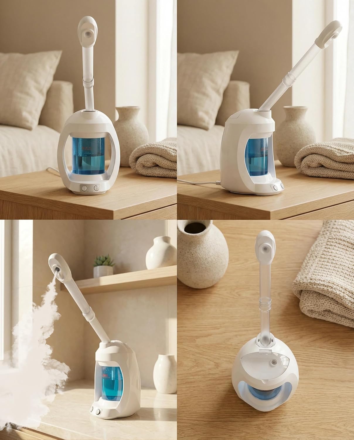 Facial Steamer, Face Steamer for Esthetician and Nano Ionic Portable Ozone Hair Steamer, Professional Facial Steamer for Home Facial Spa(White) - Image 6