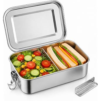 Stainless Steel Lunch Box with Compartments 850 ml Bento Box Stainless Steel Lunch Box with Compartments Lunch Box Leak-proof with Divider Metal Lunch Box Food Box for Family School Hiking