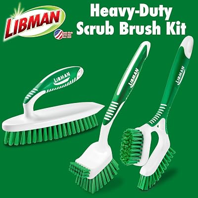 Libman Heavy Duty Scrub Brush Kit for Tub, Tile & Grout, 3 Brush Styles