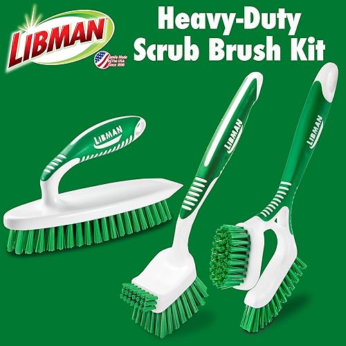 Vista 25 de Libman Kit de cepillos de limpieza verde y blanco, juego de 3 piezas, cepillos multiusos para cocina, lavabos, fregaderos, lavavajillas