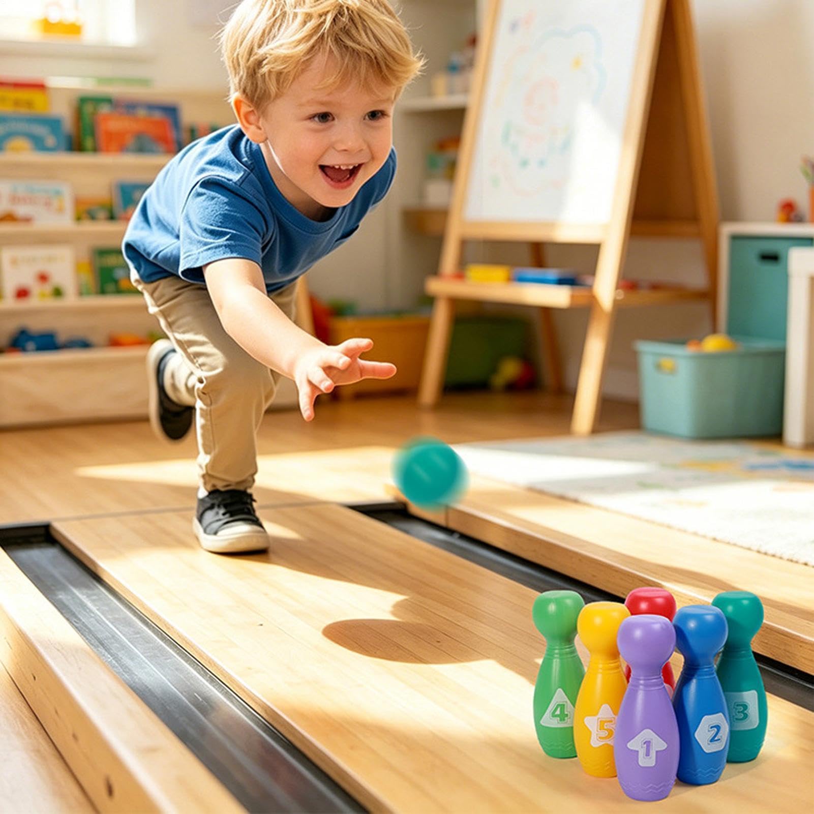 Generico Bowling Set, Educational Fun Playset, 7.09x5.39 Inches Sports Toy with Portable Design, Sturdy ABS Pins Kit, Garden Games with Colorful Style, Backyard Activity for Children Boys