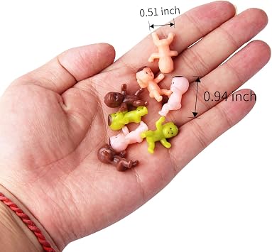 Lamoutor 200 Pieces Mini Plastic Babies Mixed Race For Baby Shower Party Favor Supplies Ice Cube Game Party Decorations 1 Inch ( Dark Brown, Latin, Pink, Green )