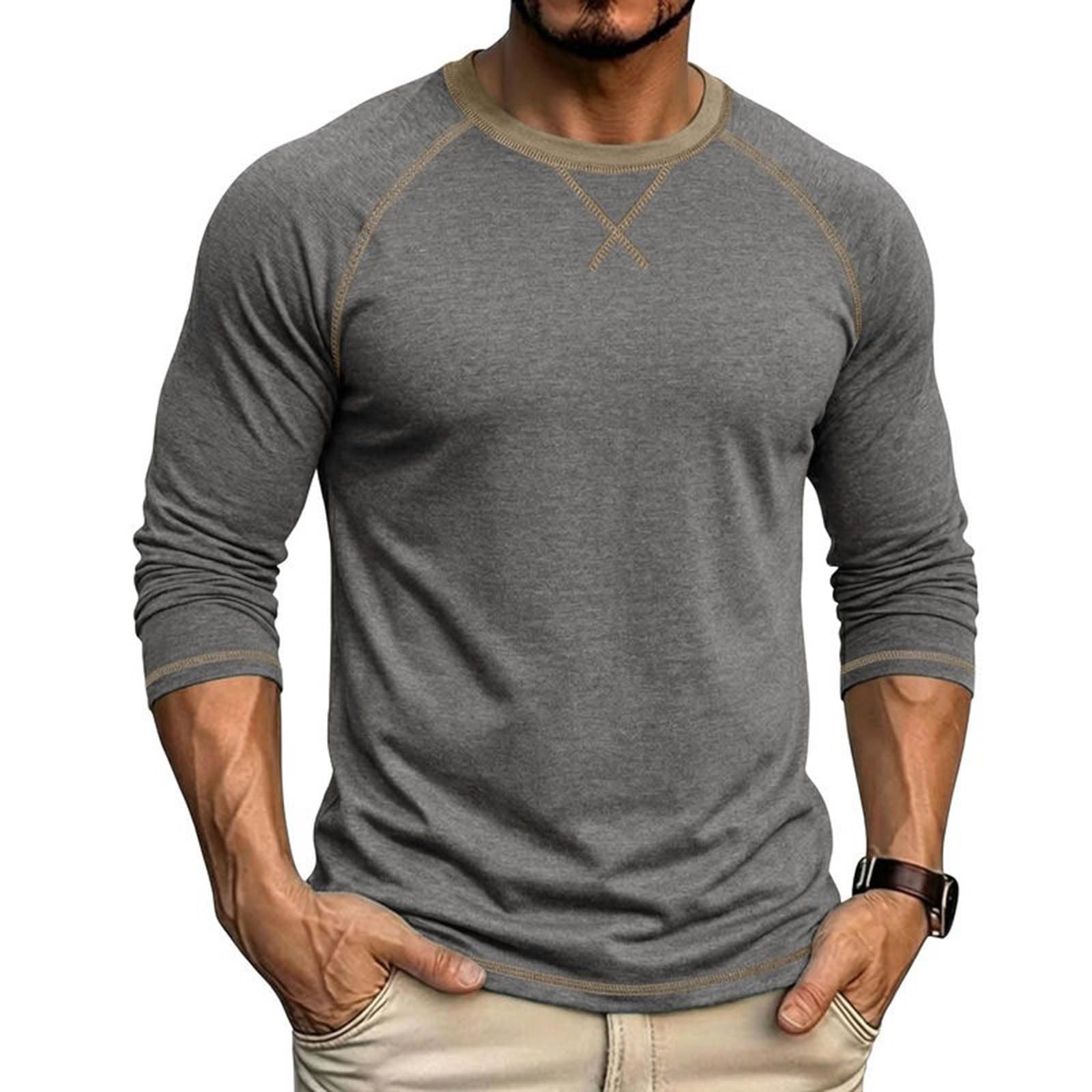 Raglan Long Sleeve Tshirts for Men Casual Pullover Crew Neck Tee T-shirts