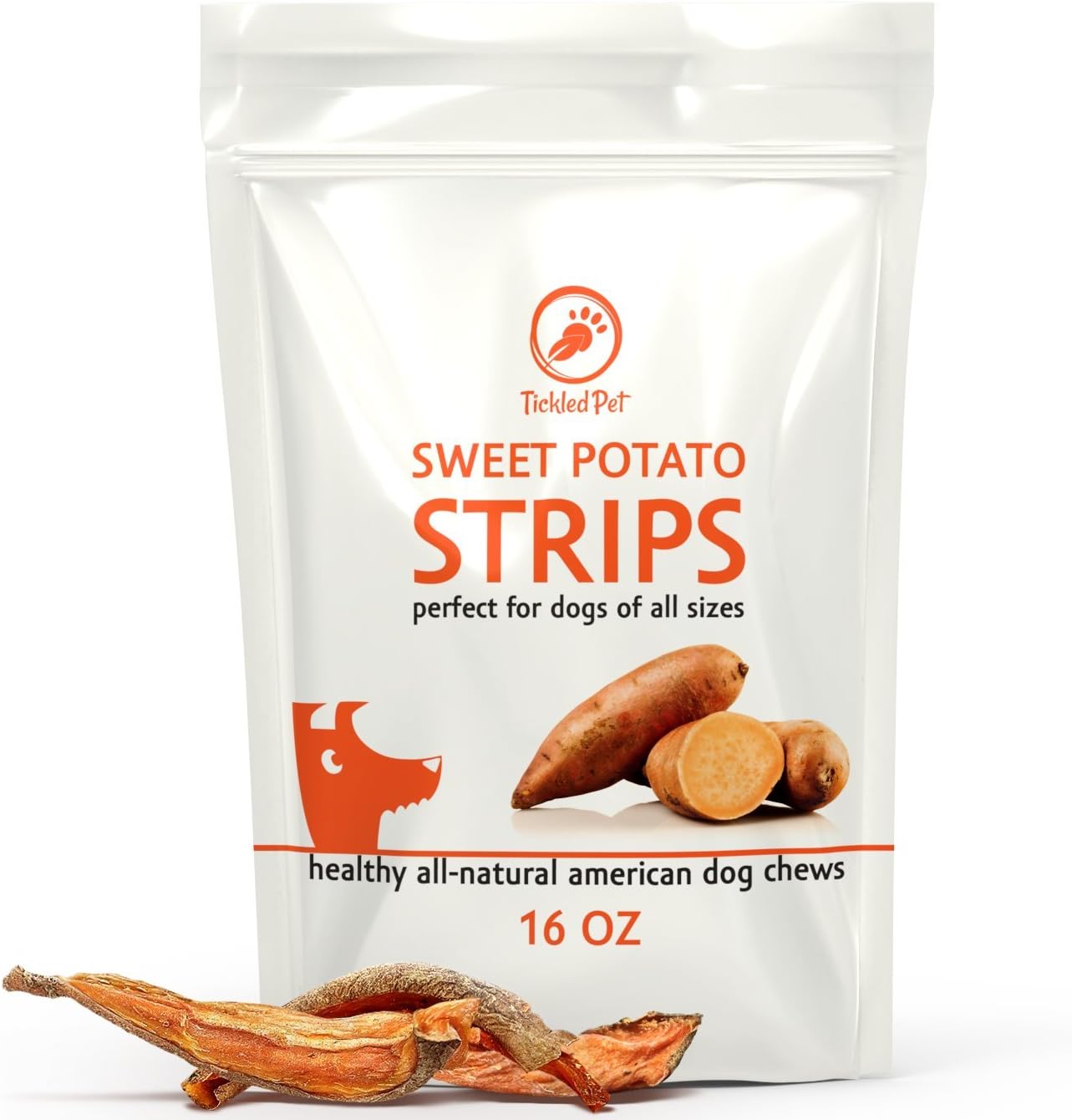 TickledPet Sweet Potato Treats for Dogs - Best Natural Rawhide Alternative Dog Treat - USA Made Grain Free Dog Chews