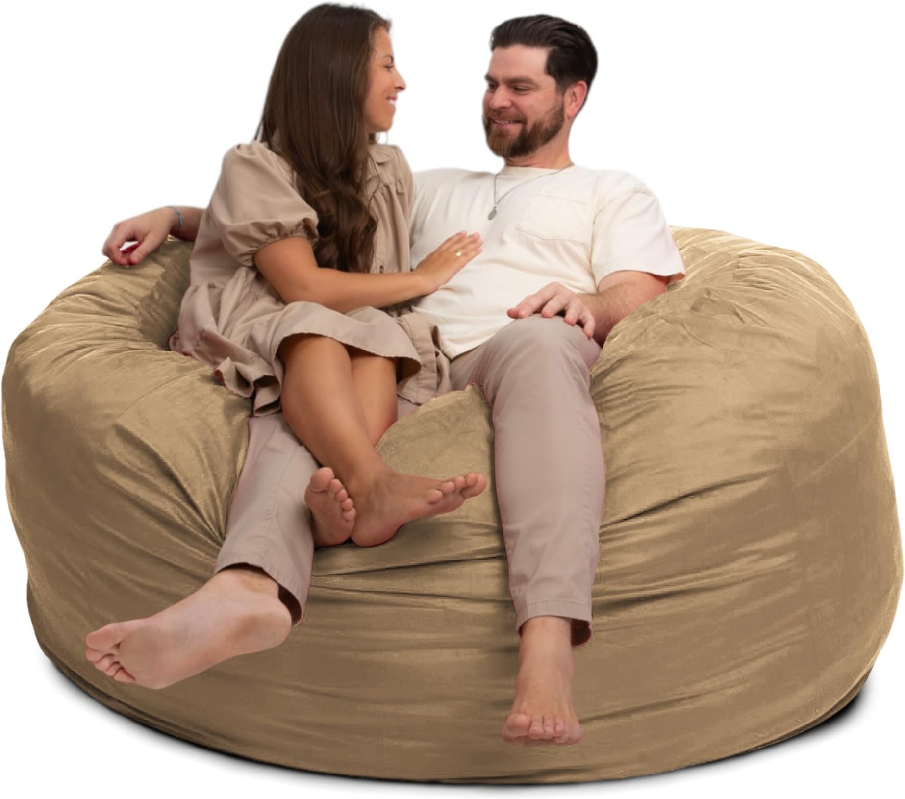 ULTIMATE SACK 6ft Bean Bag Chair, Oversize Bean Bag Chair for Adults, Comfy Chair Bean Bag Couch Lounge Sofa Loveseat Furniture | Camel Suede