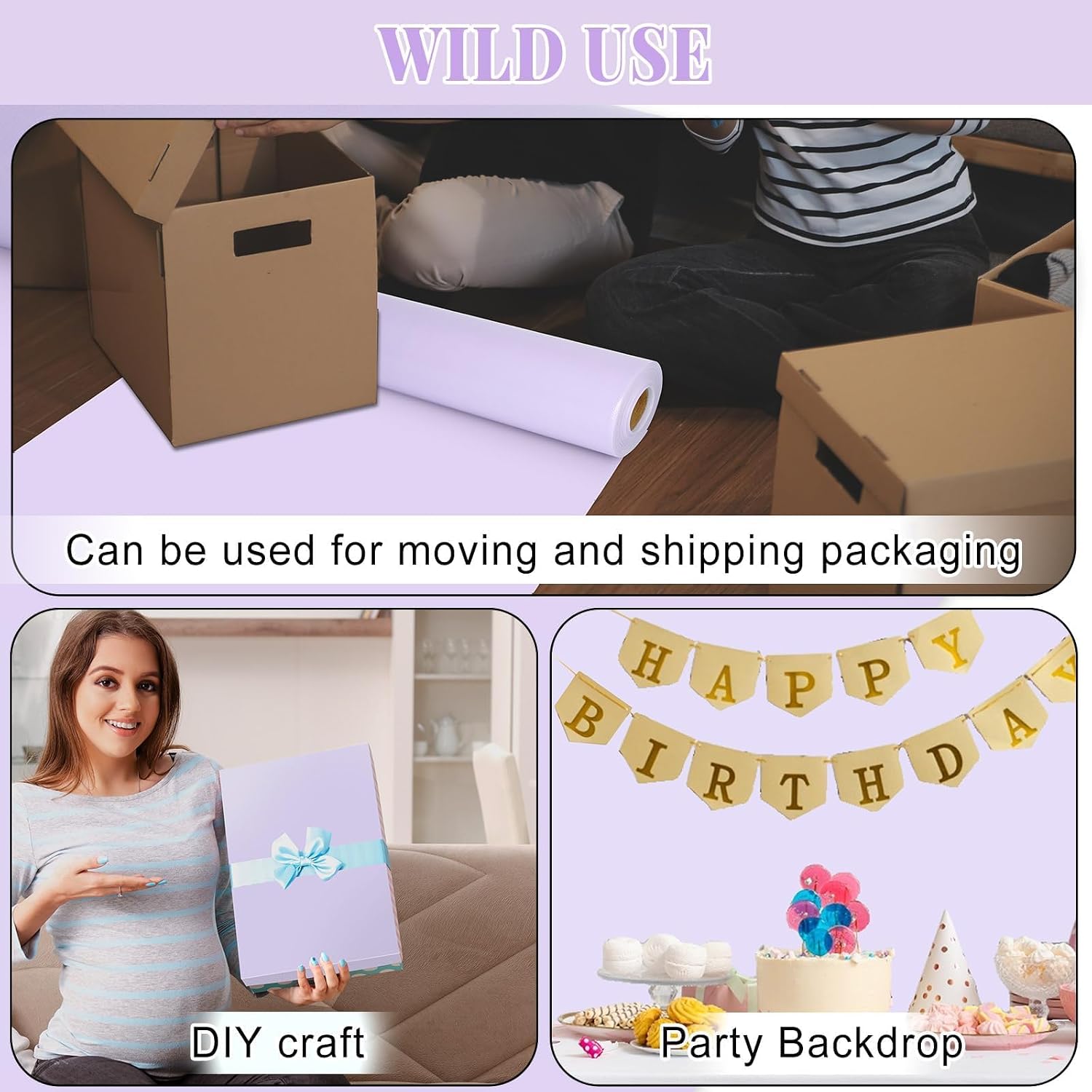 Purple Lavender Bulletin Board Roll Pastel Purple Reusable Waterproof Erasable Bulletin Board Poster Non-Woven Fabric Bulletin Wrapping Paper for Back to School Classroom Decor 15.55inx20ft