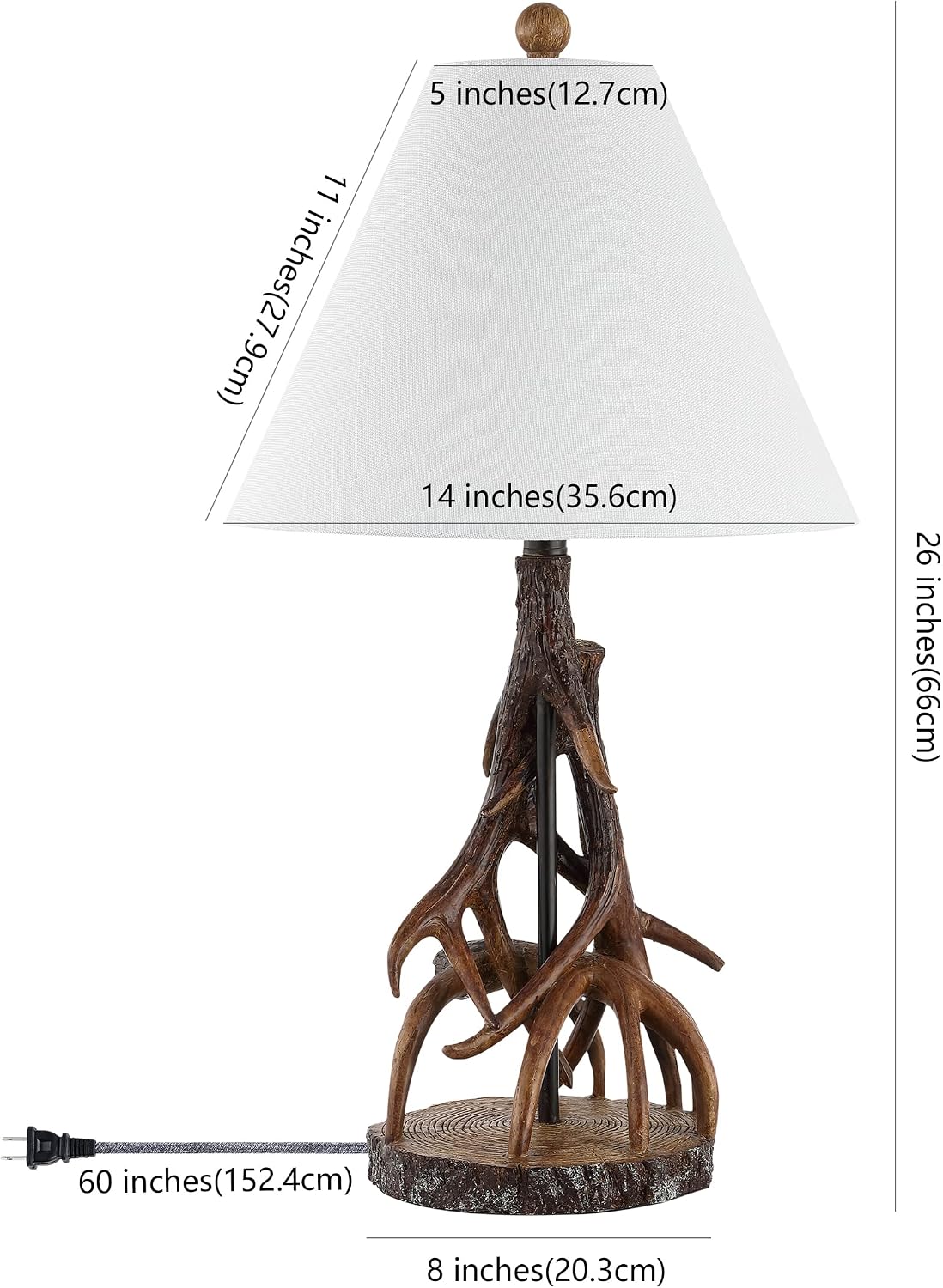 Eyely EYL8501A Owen 26" Farmhouse Rustic Iron LED Table Lamp for Reading Room, Living Room, Office, Bedroom, Coastal, Transitional, Traditional, Brown/White