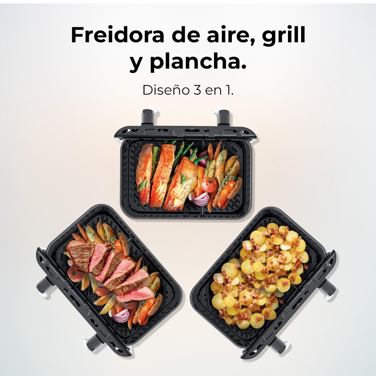 Cecotec Freidora de Aire 10 L Cecofry&Grill Duoheat 10000 2800W | Cuatro Resistencias para Dorado Perfecto, Temperatura Dual, Pared Divisoria Móvil, Dos Cestillos Independientes, Air Fryer