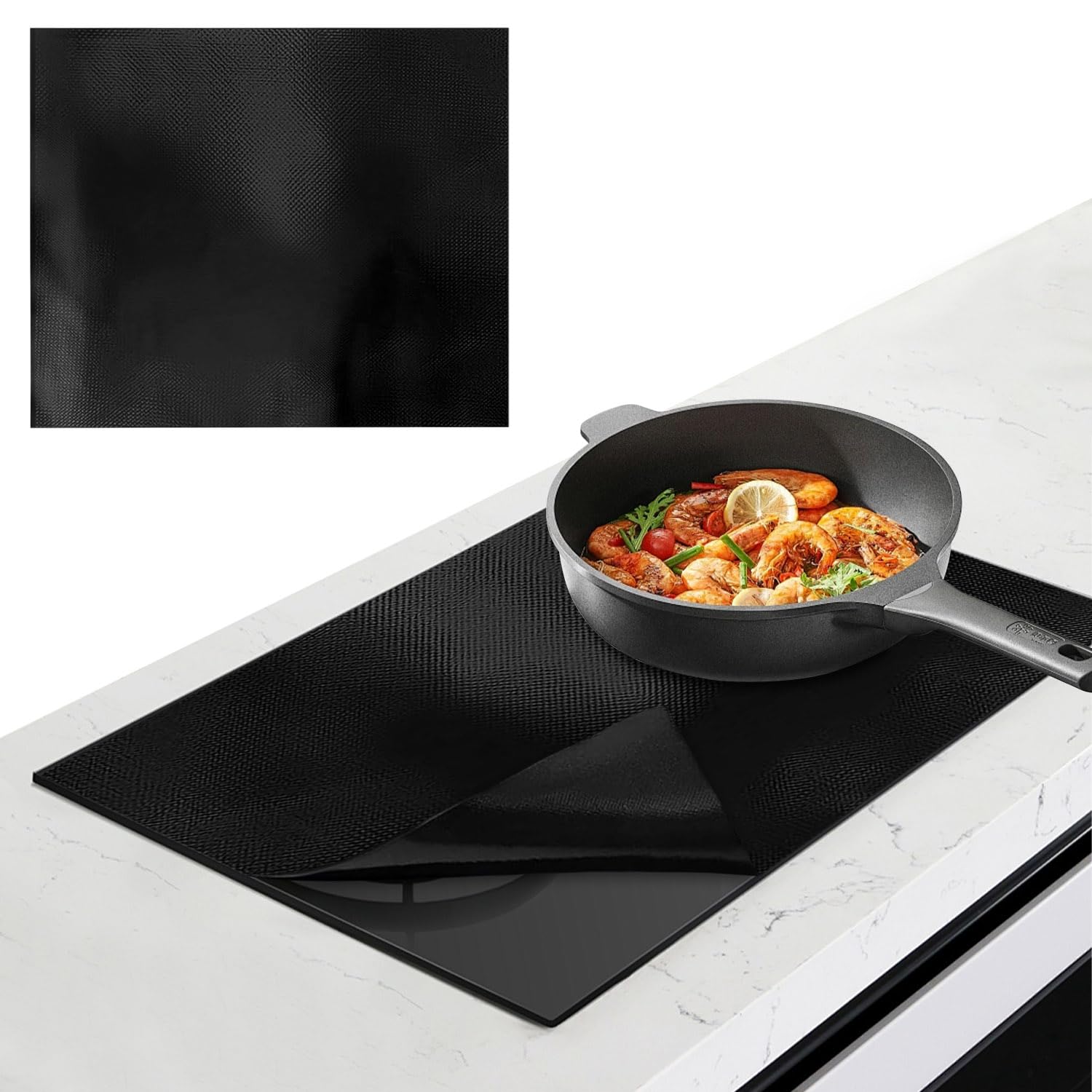 Vitroceramic Induction Protector, 52 x 61 cm Induction Hob Protector, Multifunctional Ceramic Induction Protector, Induction Plate Protector for Ovens, Induction Cookers (Magnetic, Black)