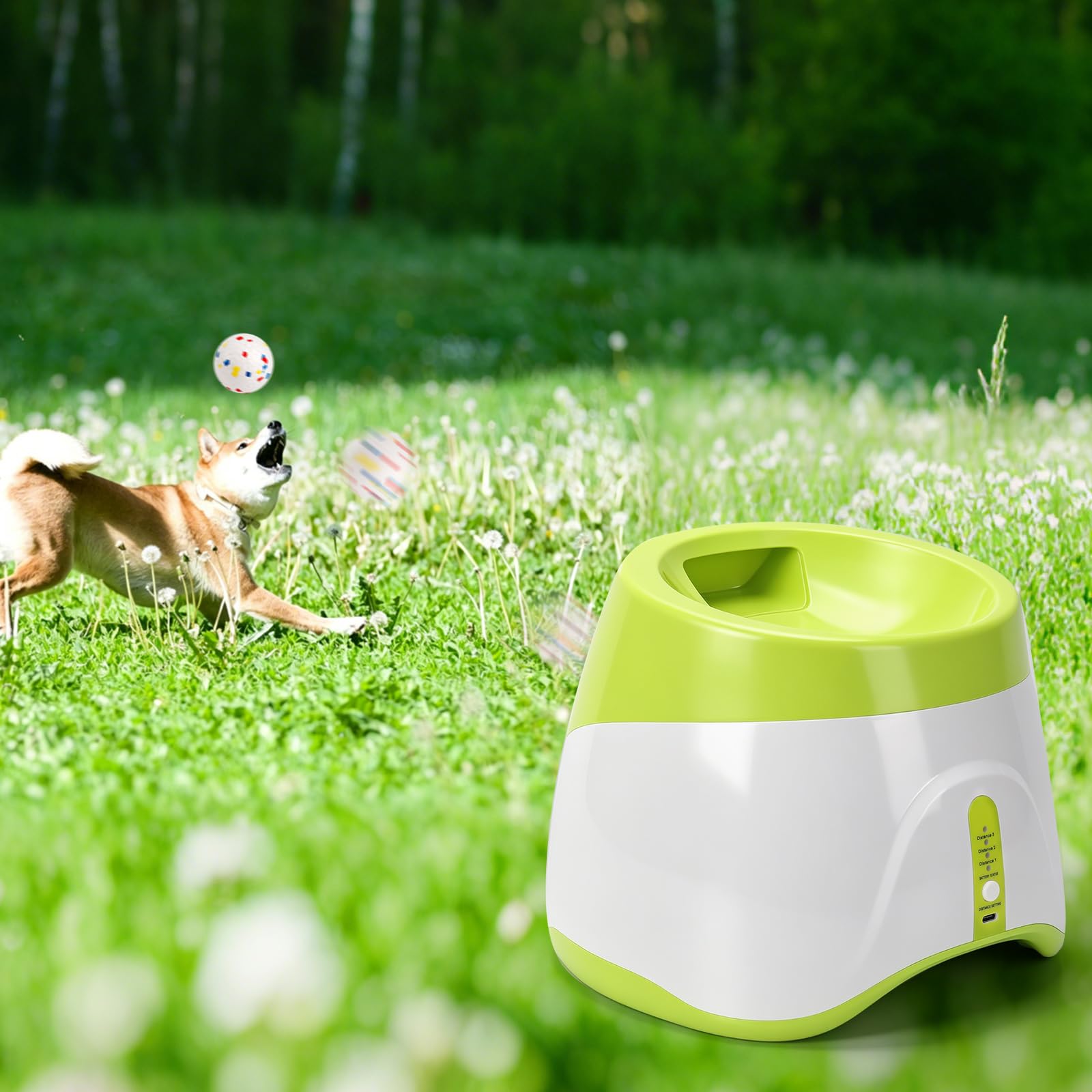 Lanceur de balle automatique pour chien, jouet interactif rechargeable pour animal de compagnie, lanceur de balle de tennis avec télécommande, 3 modes de distance de tir, 3 tennis ETPU