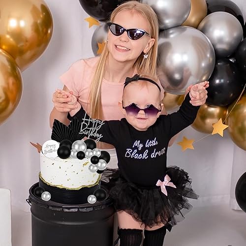 Miniatura 4 de MEMOVAN 26 piezas de decoración de pastel de cumpleaños para hombre, diseño bohemio, bolas negras, hojas de palma, decoración de pastel para hombre